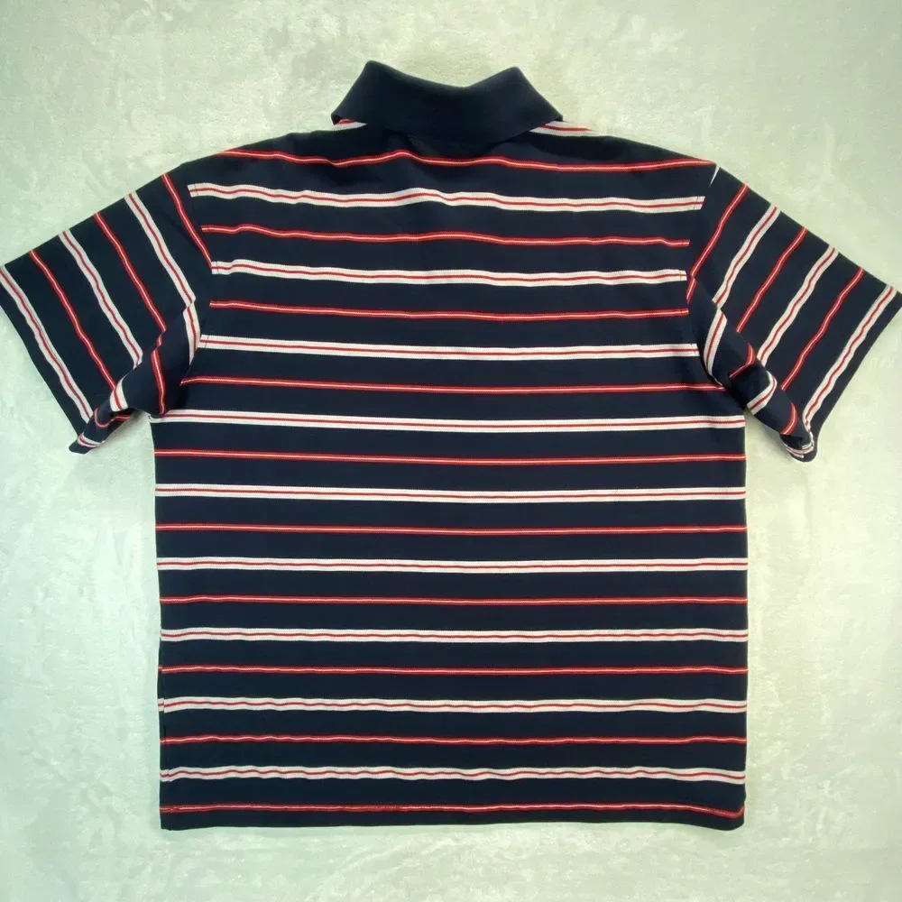 Polo Ralph Lauren Men's Striped‎ Cotton Polo Shirt Navy Red White Classic Fit XL